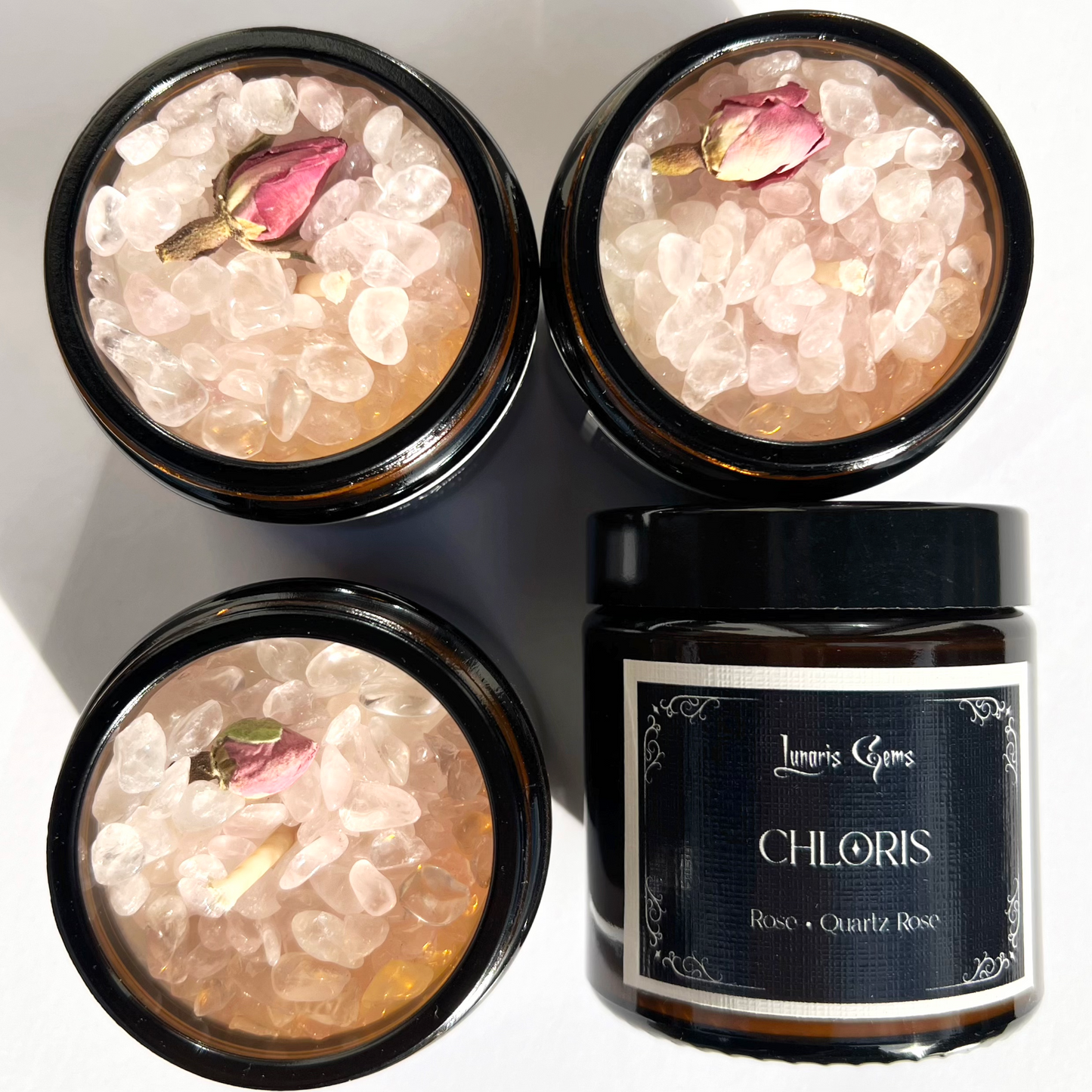 Bougie Chloris / Collection Mythologie / Vegan / Quartz rose / Aromatisée Rose