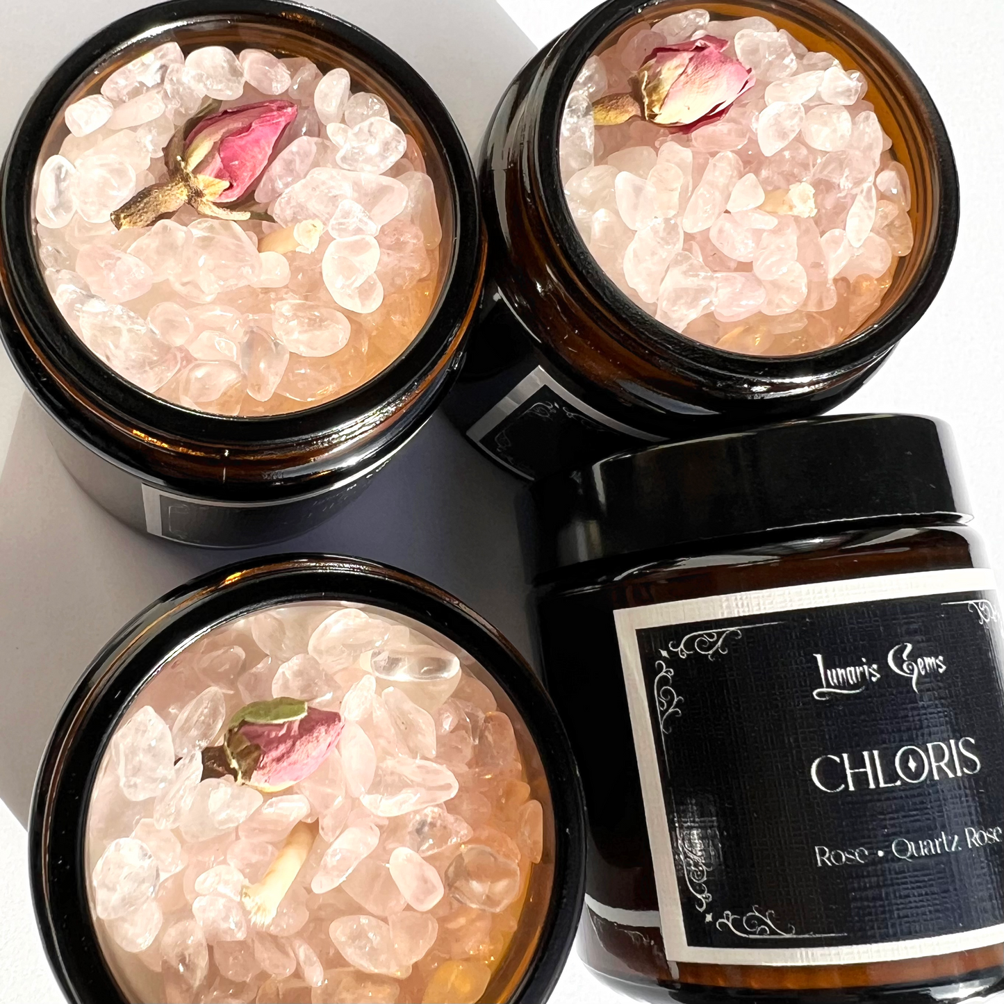 Bougie Chloris / Collection Mythologie / Vegan / Quartz rose / Aromatisée Rose